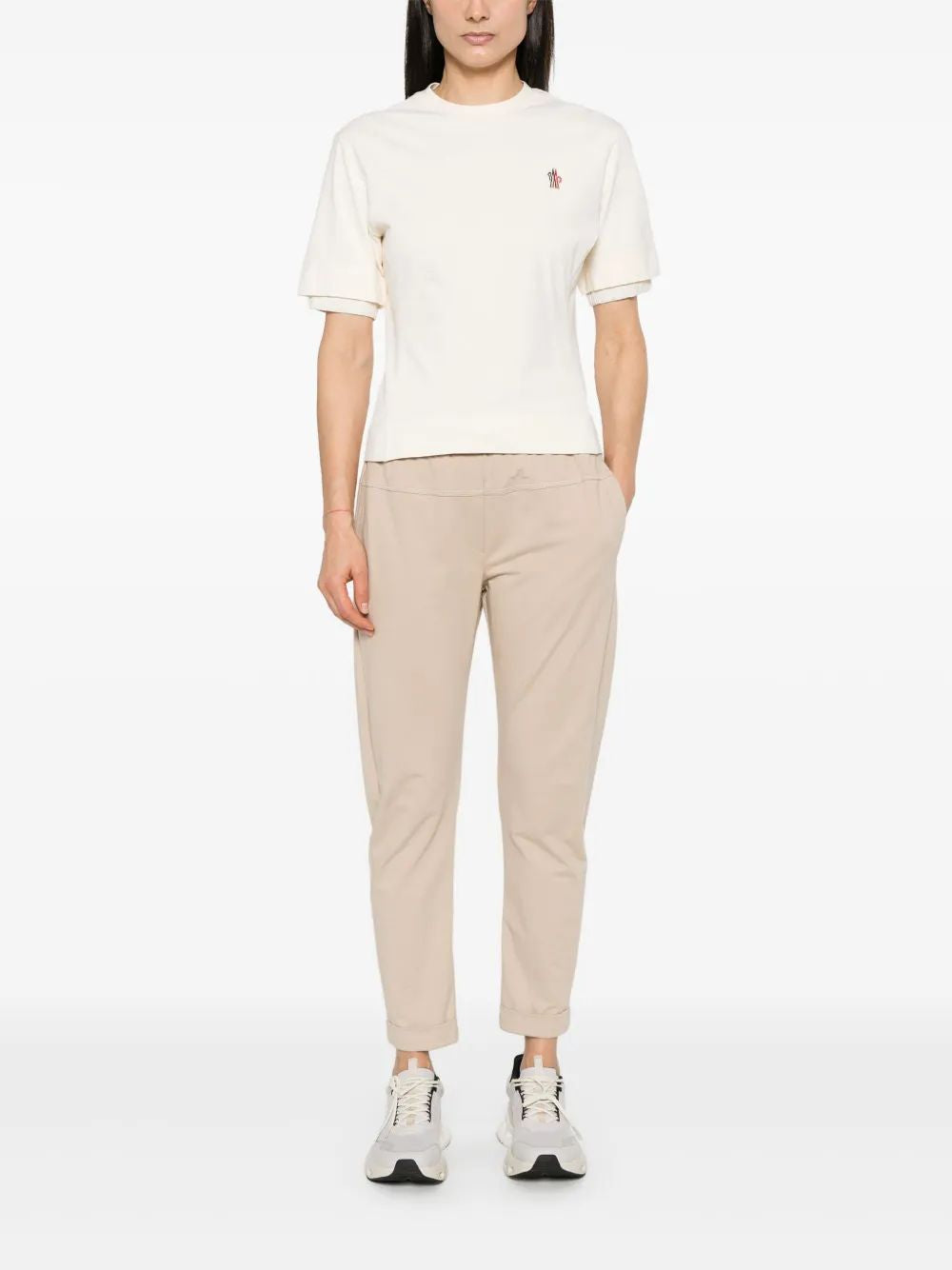 Moncler Grenoble Mc Natural T-Shirt Embroidered Logo