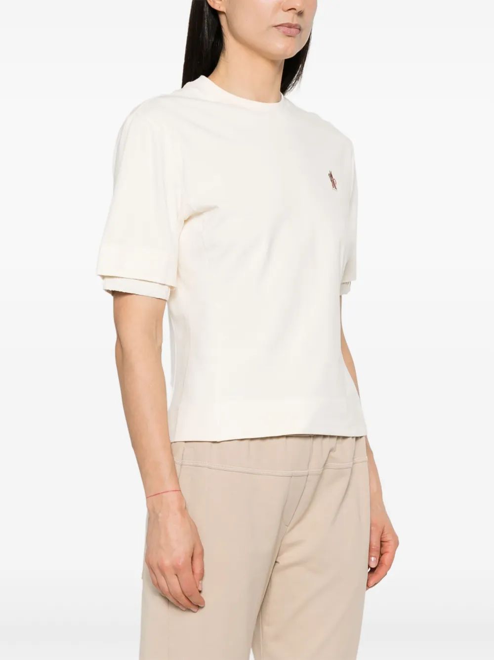 Moncler Grenoble Mc Natural T-Shirt Embroidered Logo