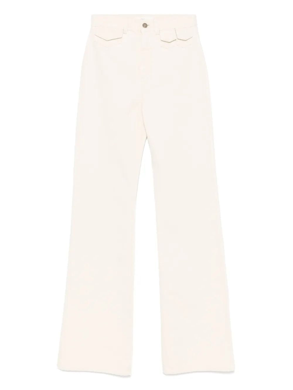 Chloé Natural Jean Pants With Leather Label