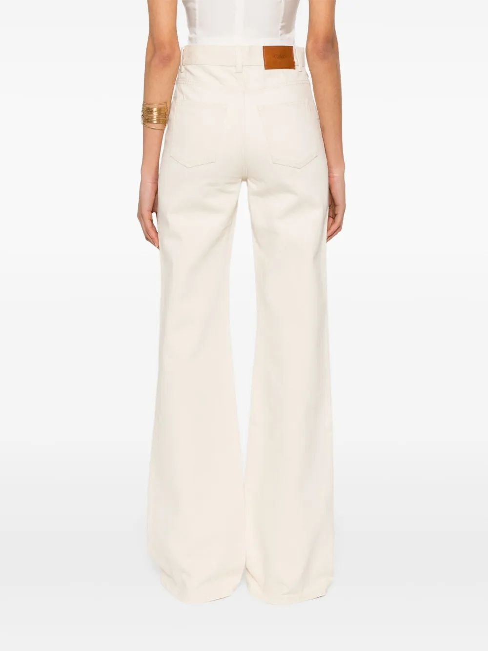 Chloé Natural Jean Pants With Leather Label