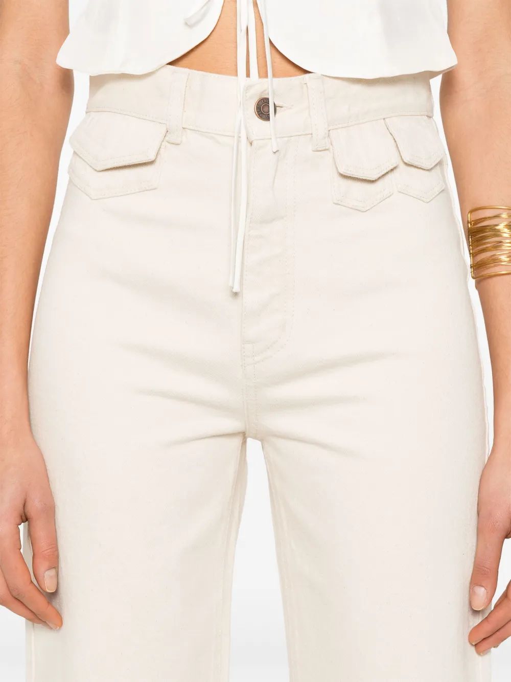 Chloé Natural Jean Pants With Leather Label