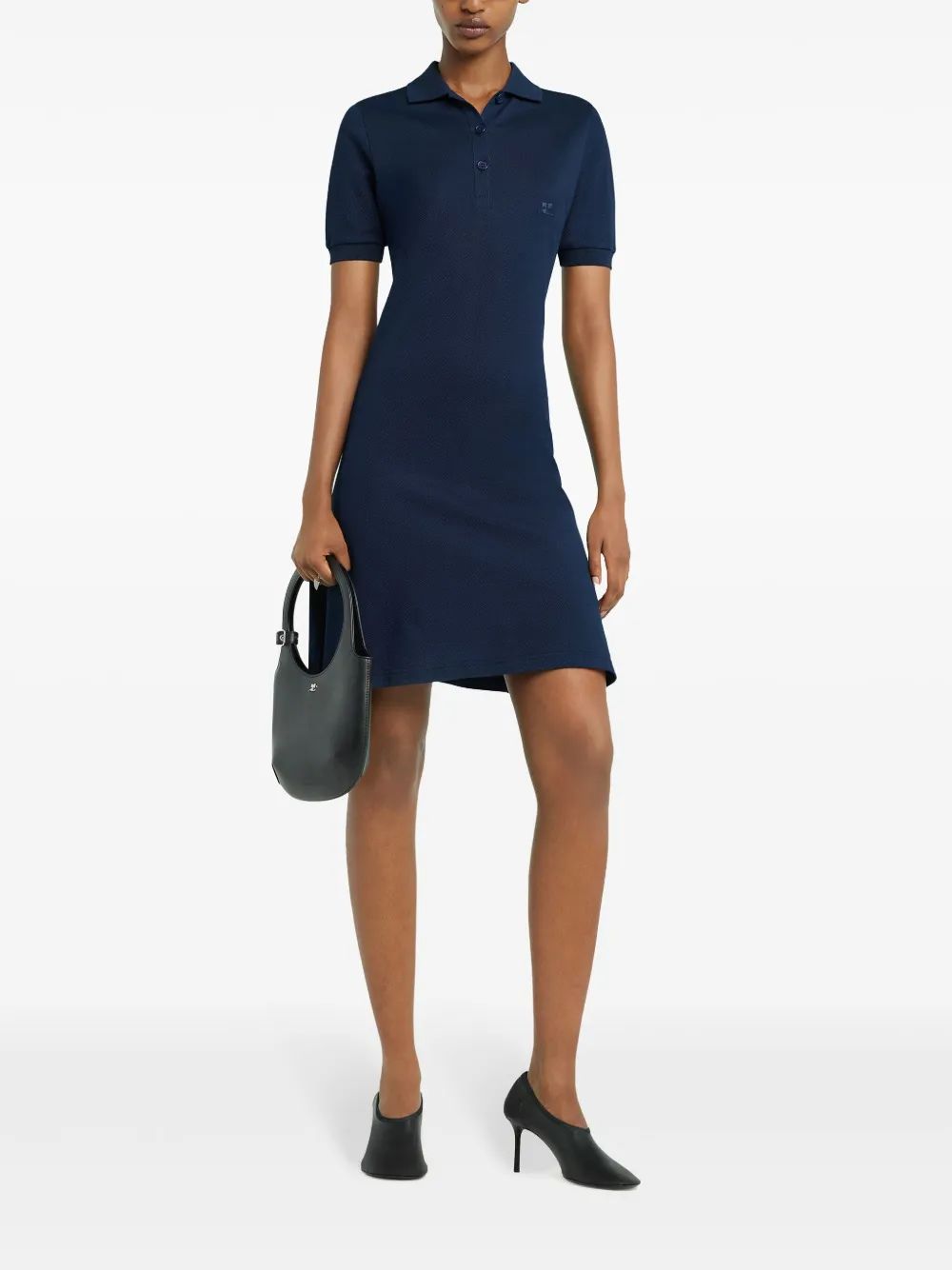 Courregès Navy Pique Dress With Polo Collar