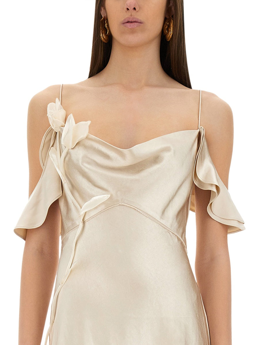 Self-Portrait Flower Satin Mini Dress