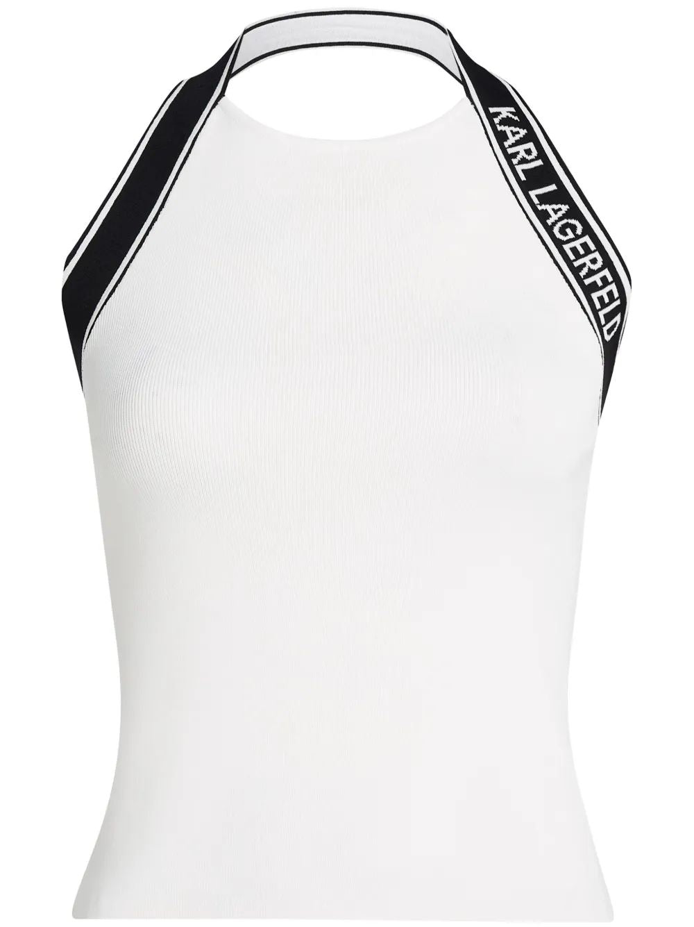 Karl Lagerfeld Sm Halter Top Black And White