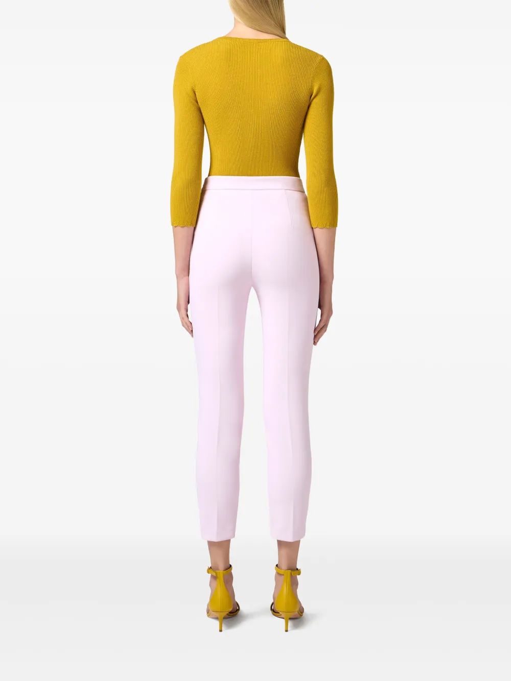 Elisabetta Franchi Pink Pants With Mustard Details