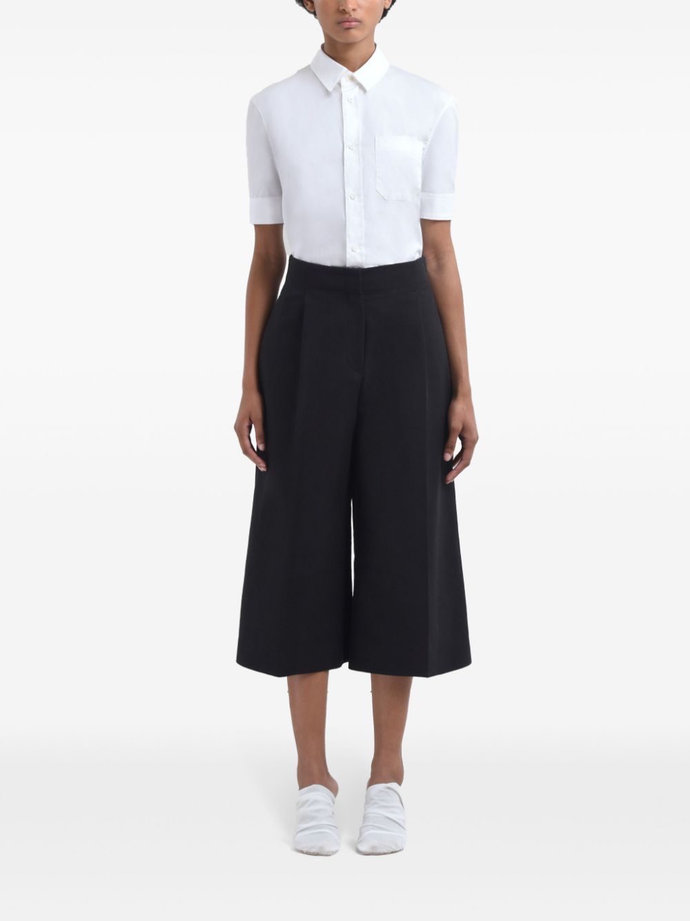 Marni Wide Black Bermuda With Marni Symbol Logo