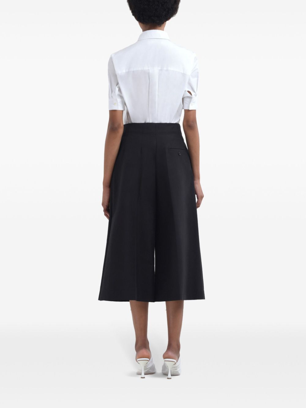Marni Wide Black Bermuda With Marni Symbol Logo