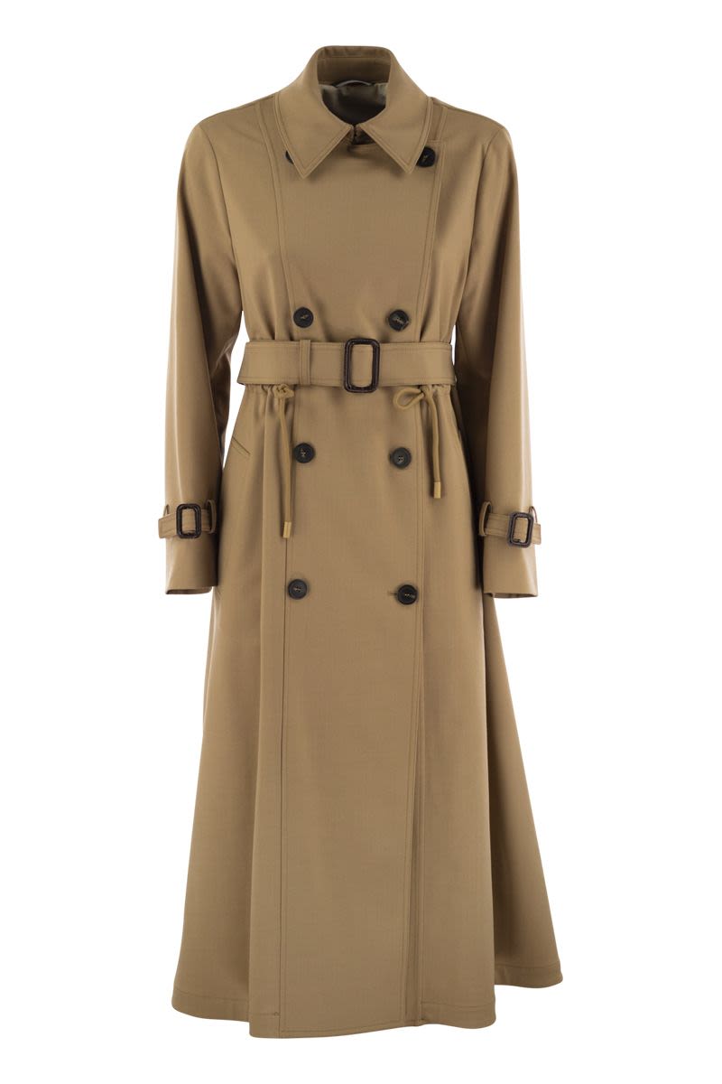 Weekend Max Mara Camel Stretch Polyester Blend Fauto Trench Coat
