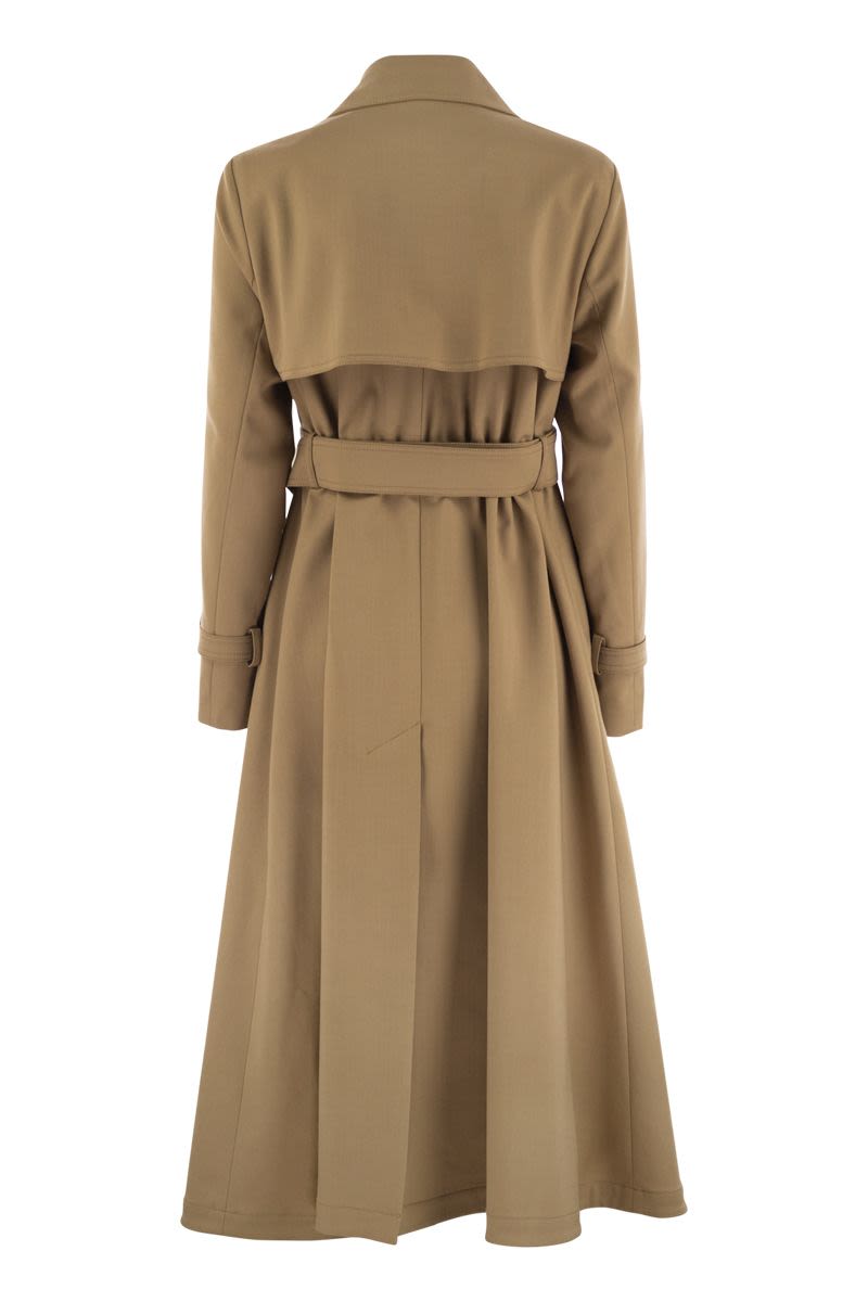 Weekend Max Mara Camel Stretch Polyester Blend Fauto Trench Coat