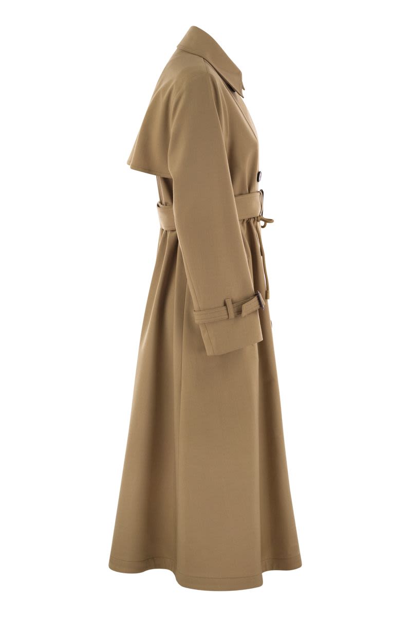 Weekend Max Mara Camel Stretch Polyester Blend Fauto Trench Coat
