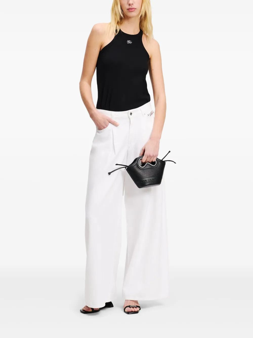 Karl Lagerfeld 5B White Wide Leg Pants