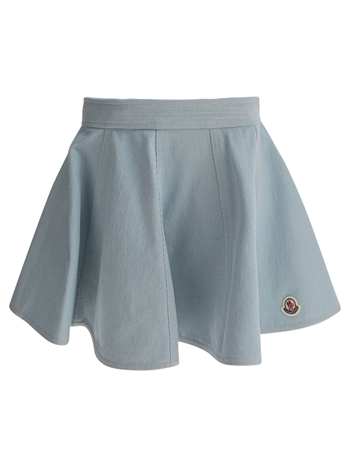 Moncler Kids Denim Flared Miniskirt