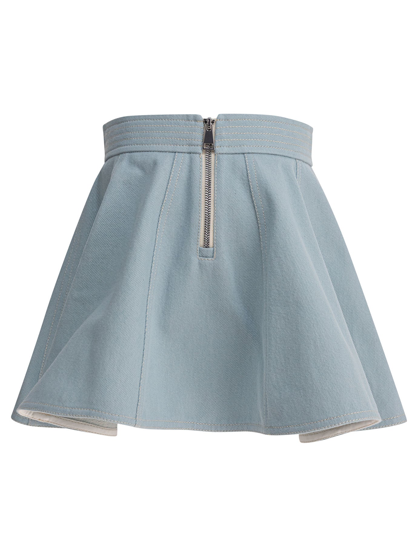 Moncler Kids Denim Flared Miniskirt