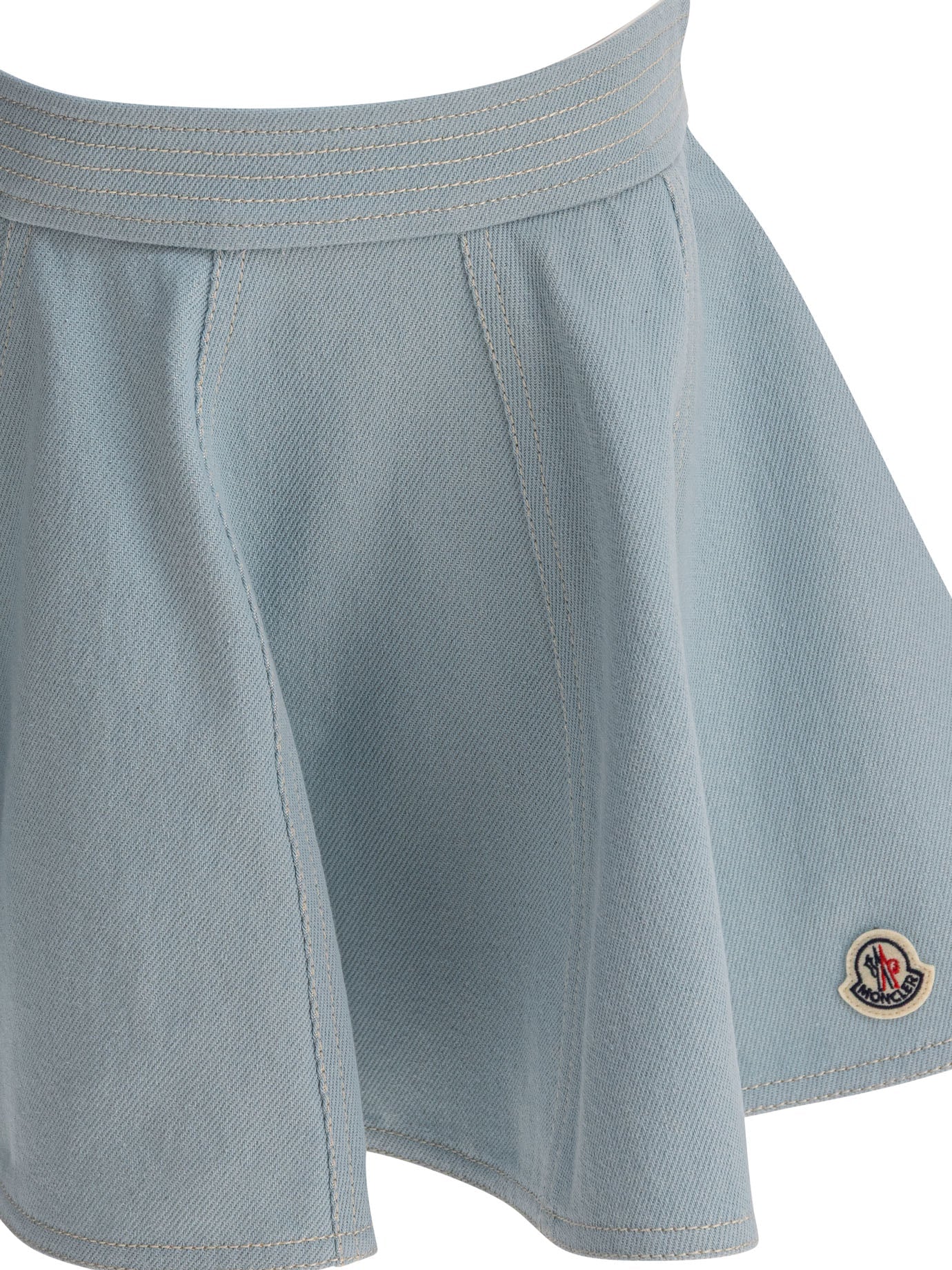 Moncler Kids Denim Flared Miniskirt
