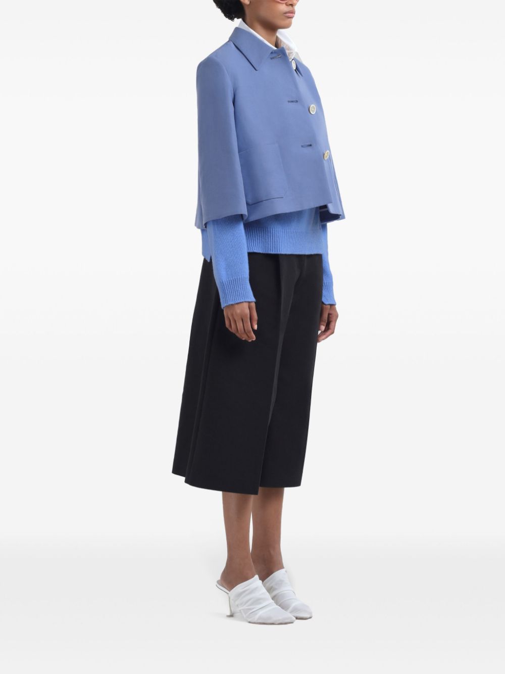 Marni Wide Black Bermuda With Marni Symbol Logo