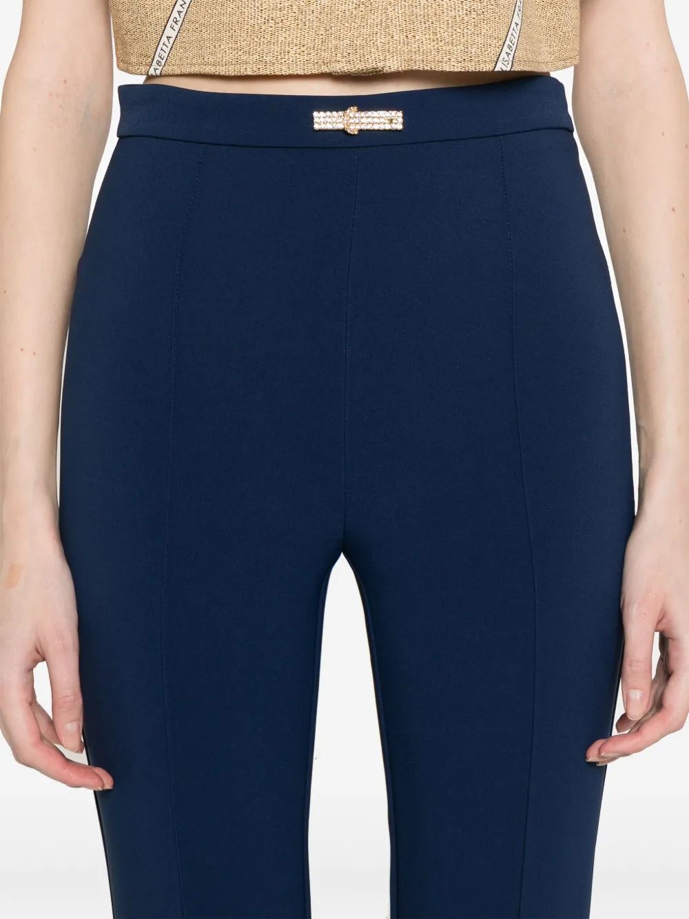Elisabetta Franchi Navy Pleated Pants With Belt