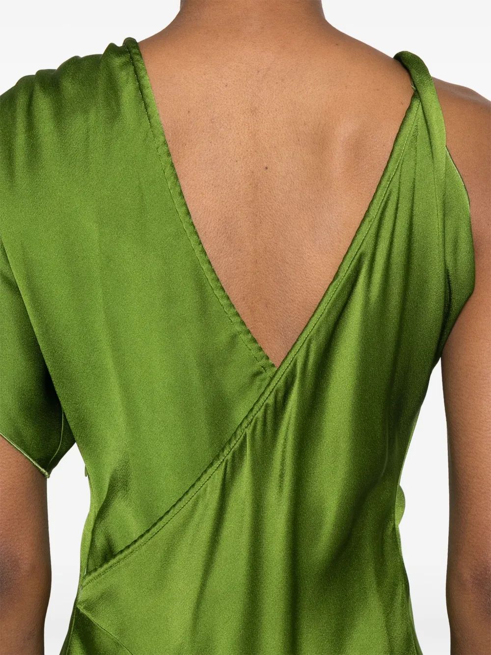 Victoria Beckham Olive Green Asymmetric 1 Sleeve Dress