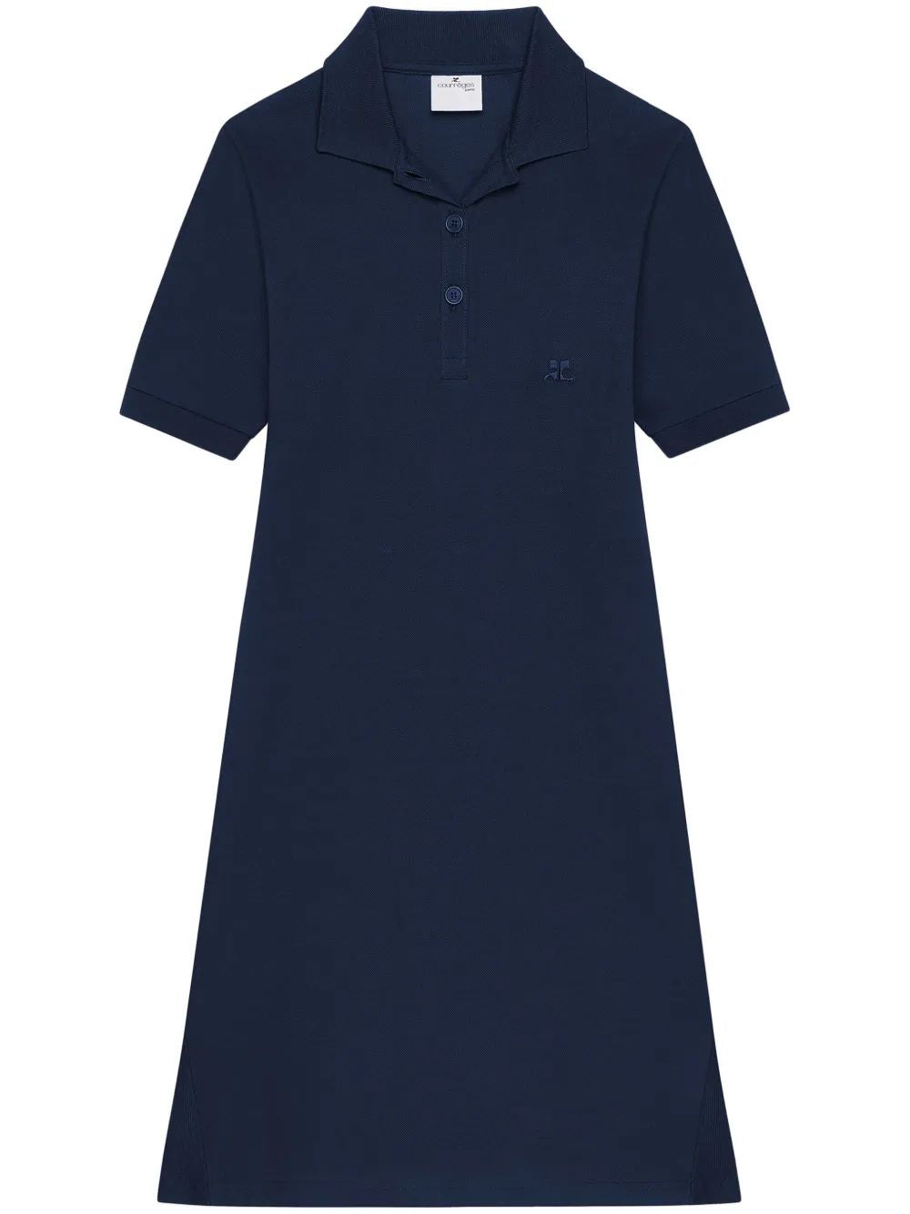 Courregès Navy Pique Dress With Polo Collar