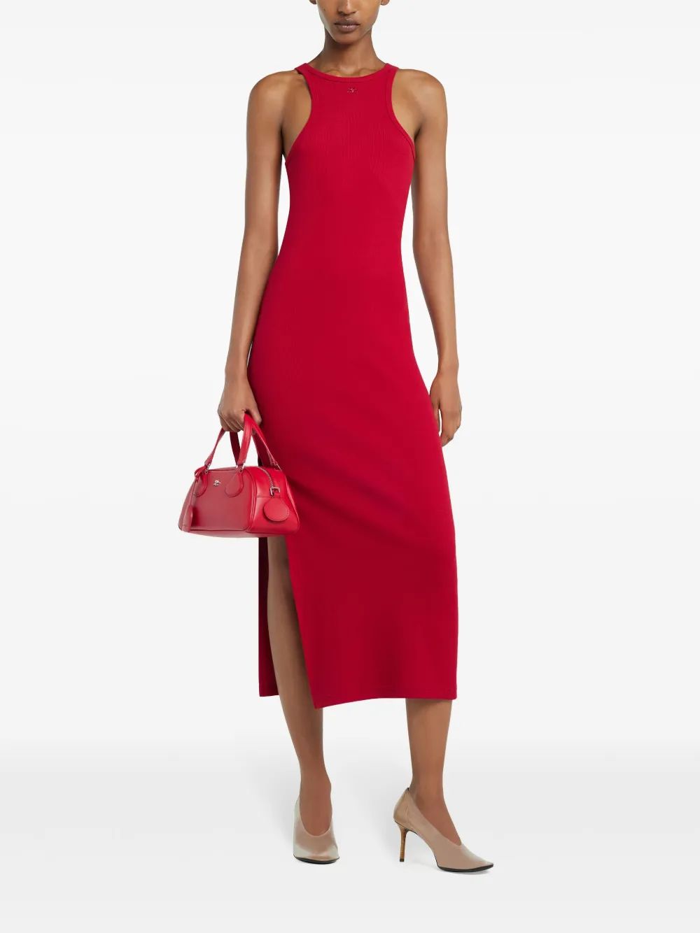Courregès 90S Scuba Strap Dress Red Canale