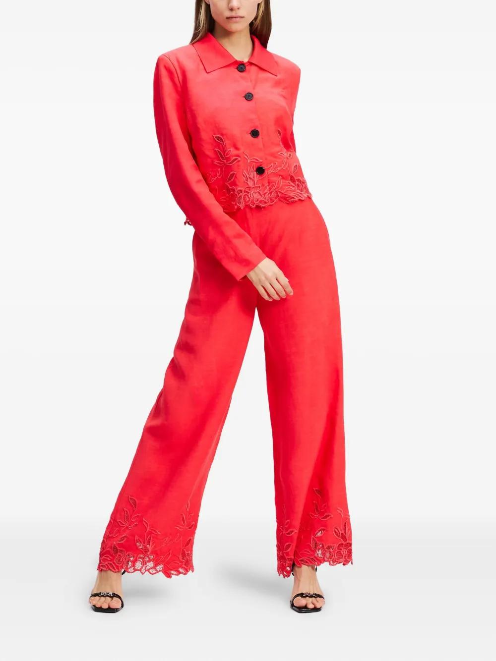 Karl Lagerfeld Red Culotte Pants With Bo Hems