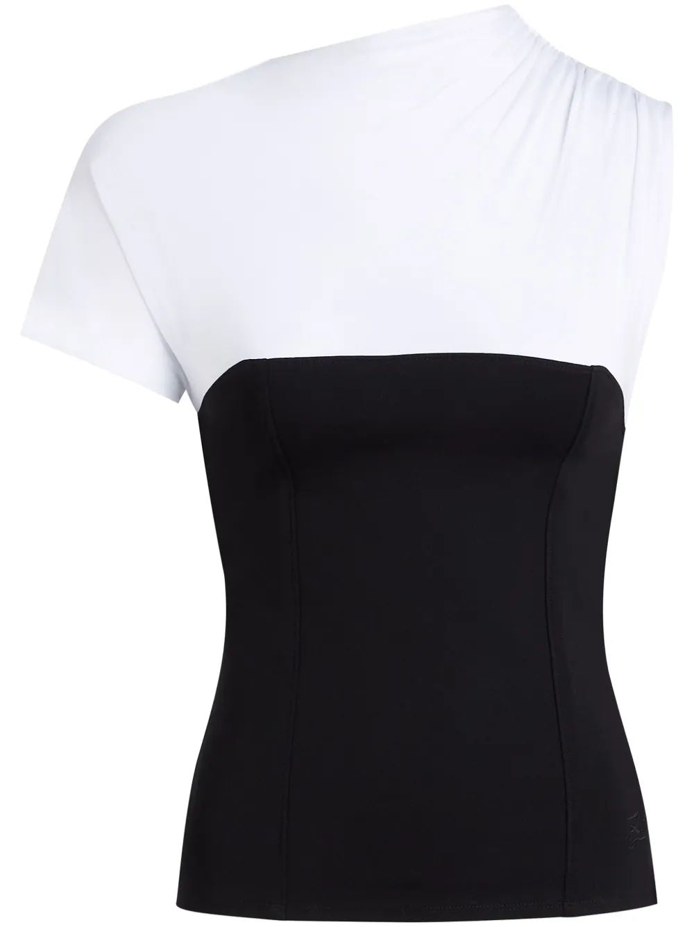 Karl Lagerfeld Mc White Black T-Shirt With Gathered Shoulder