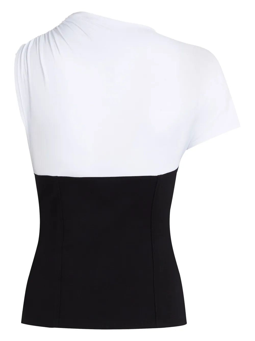 Karl Lagerfeld Mc White Black T-Shirt With Gathered Shoulder