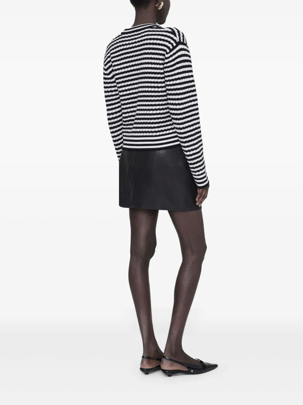 Anine Bing Gwen Cardigan White Black Stripes
