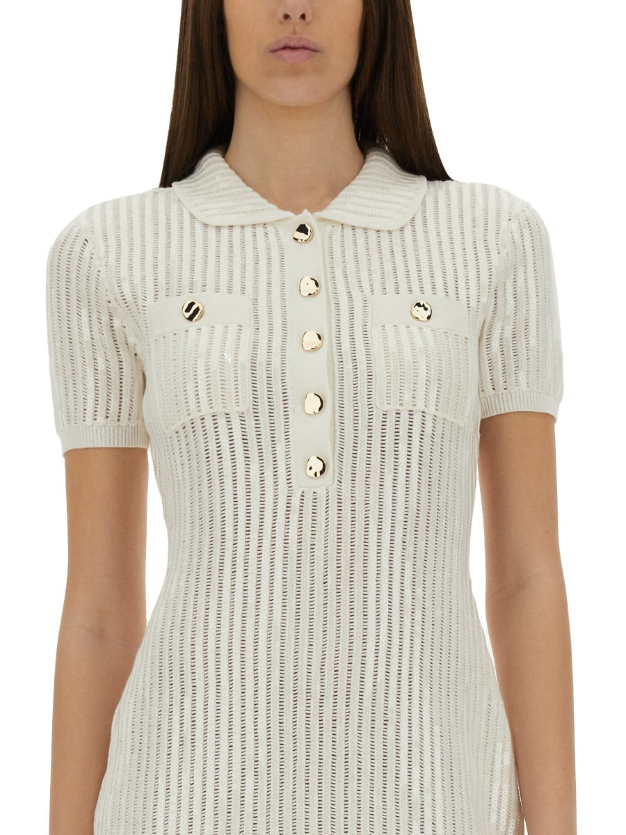 Self-Portrait Cotton Blend Knitted Dress