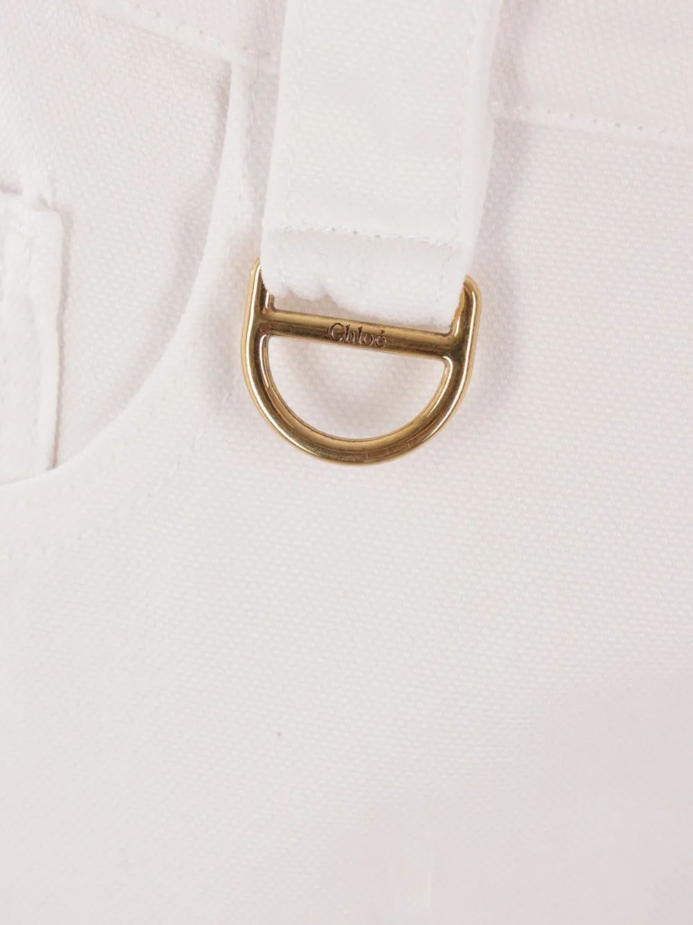 Chloé 5B White Pants With Gold Logo Buttons