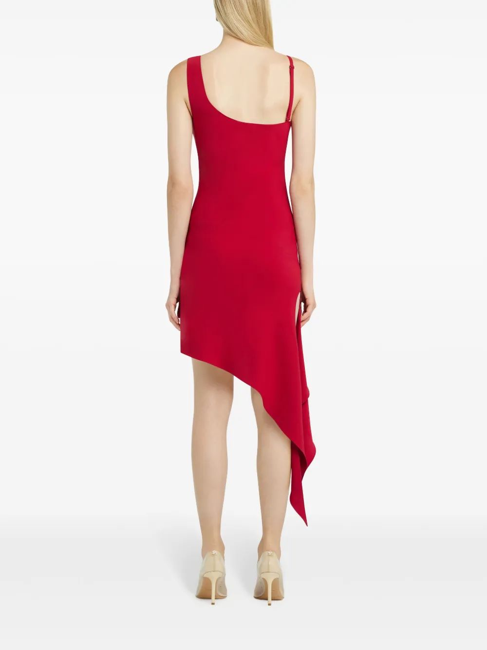 Courregès Short Red Crepe Strap Dress