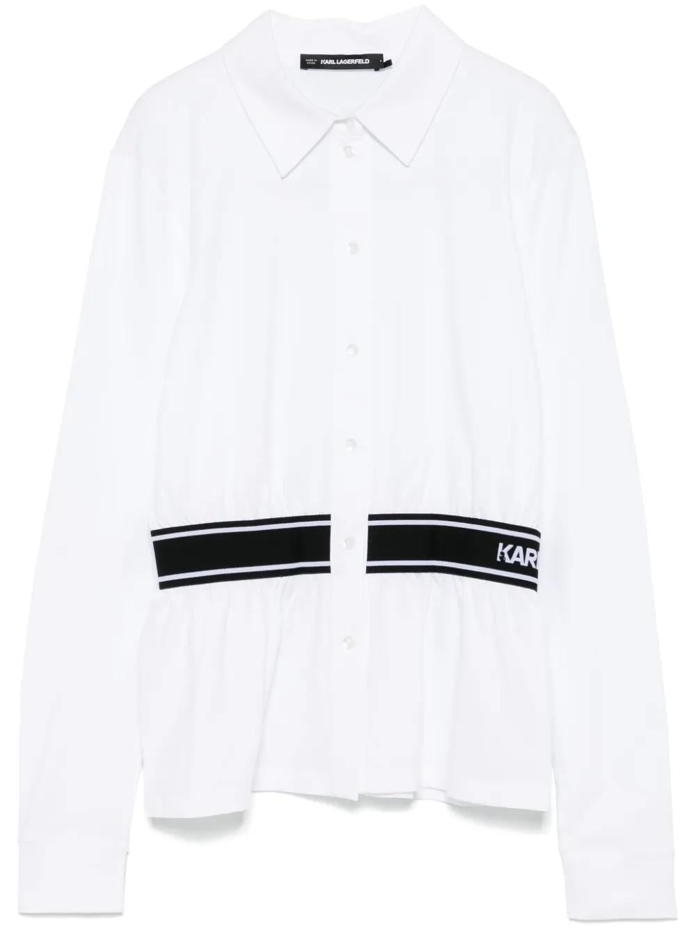 Karl Lagerfeld White Ml Top With Black Band Buttons
