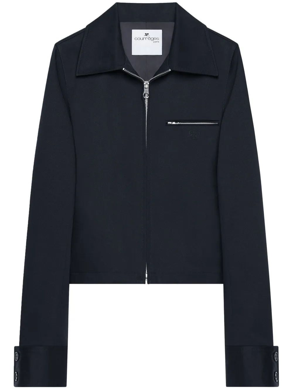 Courregès Navy Jacket With Embroidered Logo Zip