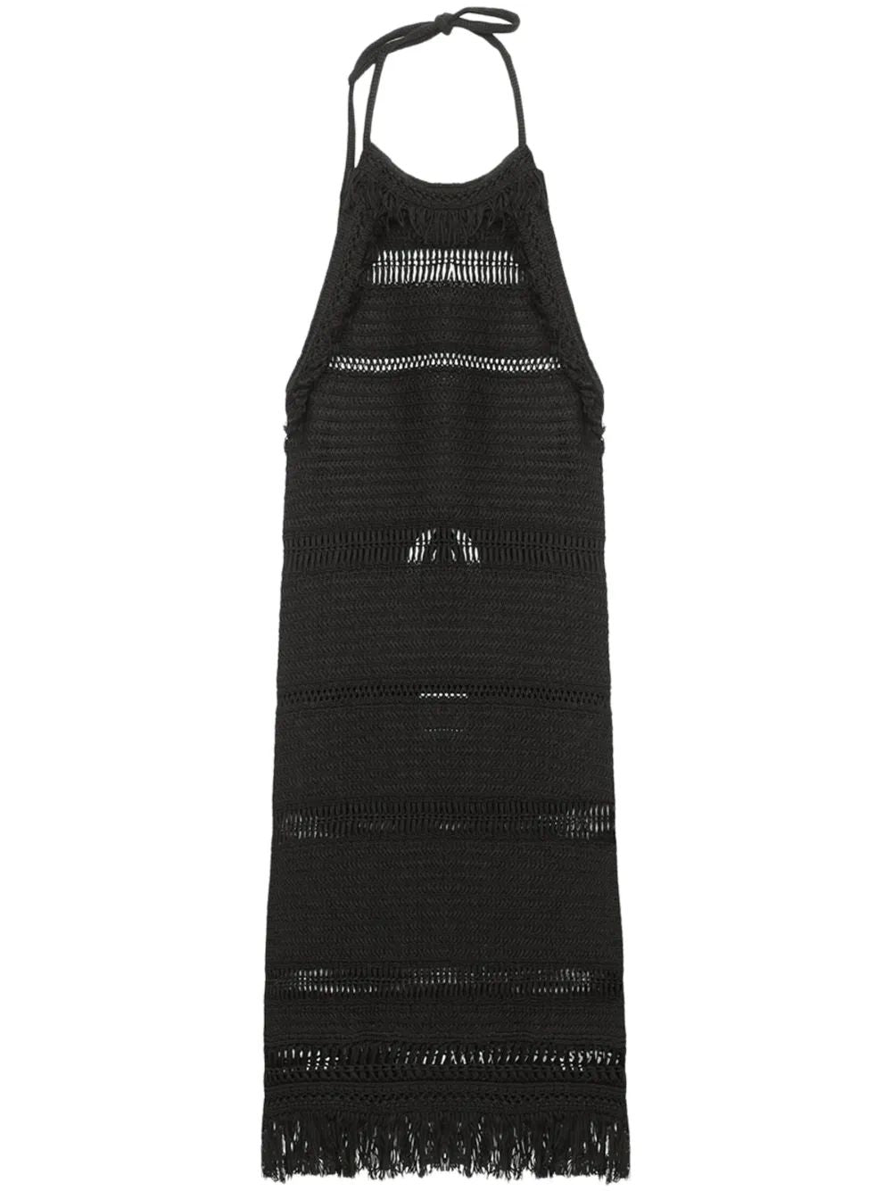 Isabel Marant Etoile Aralia Black Dress With Crochet Knot And Neck