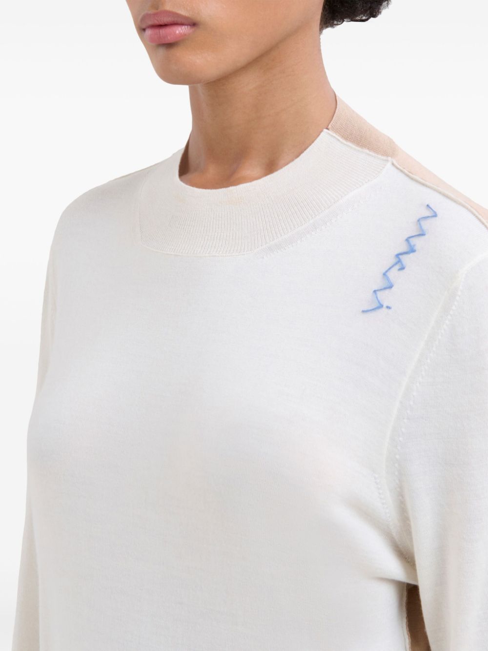Marni Beige Sweater Camel Back Blue Logo