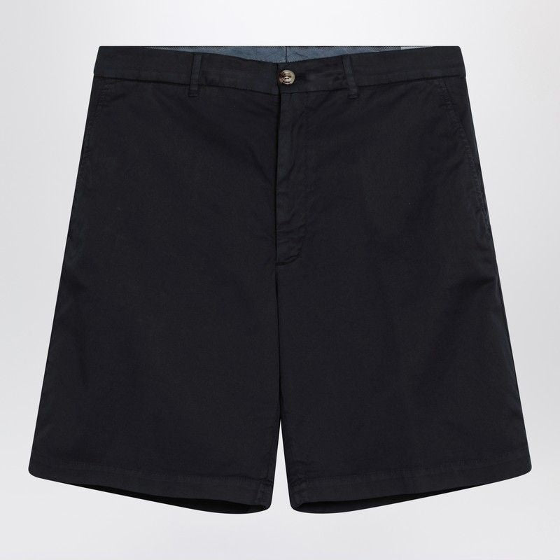 Brunello Cucinelli Navy Blue Cotton Bermuda Shorts
