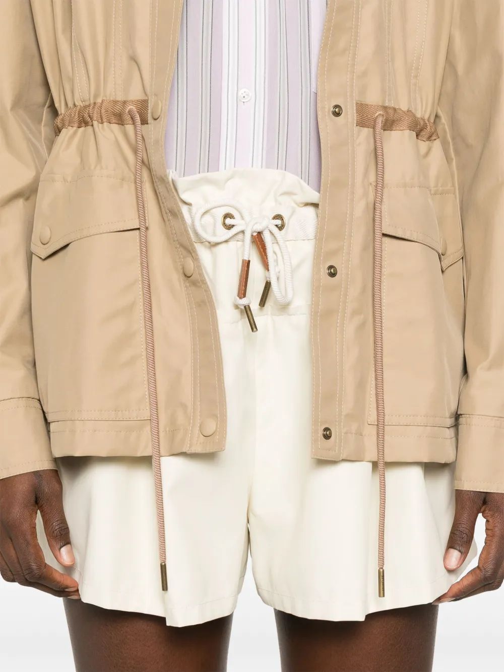 Moncler Natural Drawstring Waist Shorts