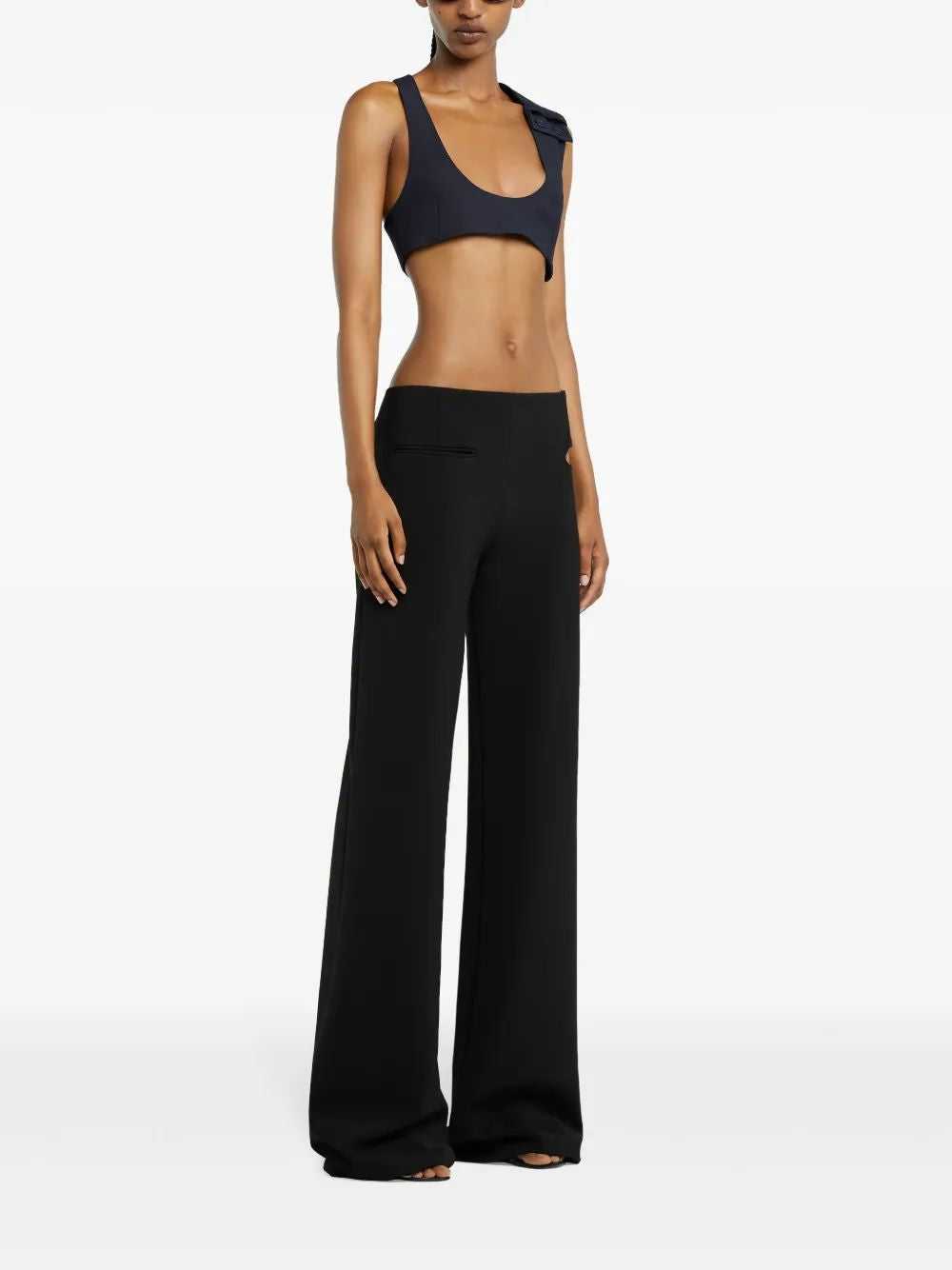 Courregès Black Crepe Baggy Pants Wide Camal