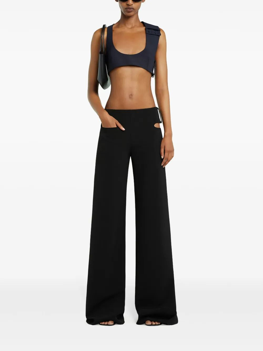 Courregès Black Crepe Baggy Pants Wide Camal