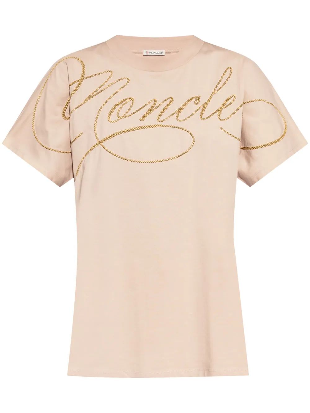 Moncler Mc Nude T-Shirt Embroidered Golden Logo