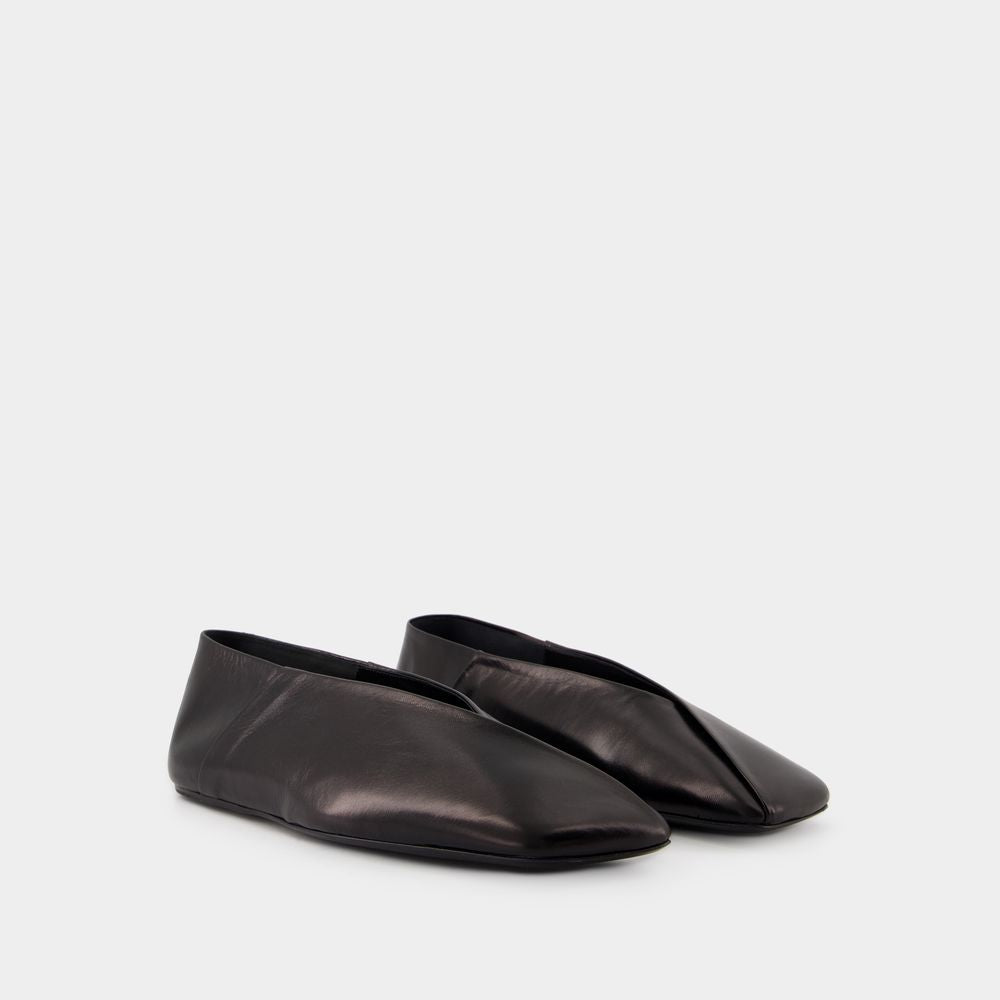 Jil Sander Black Leather Tripon Ballerinas