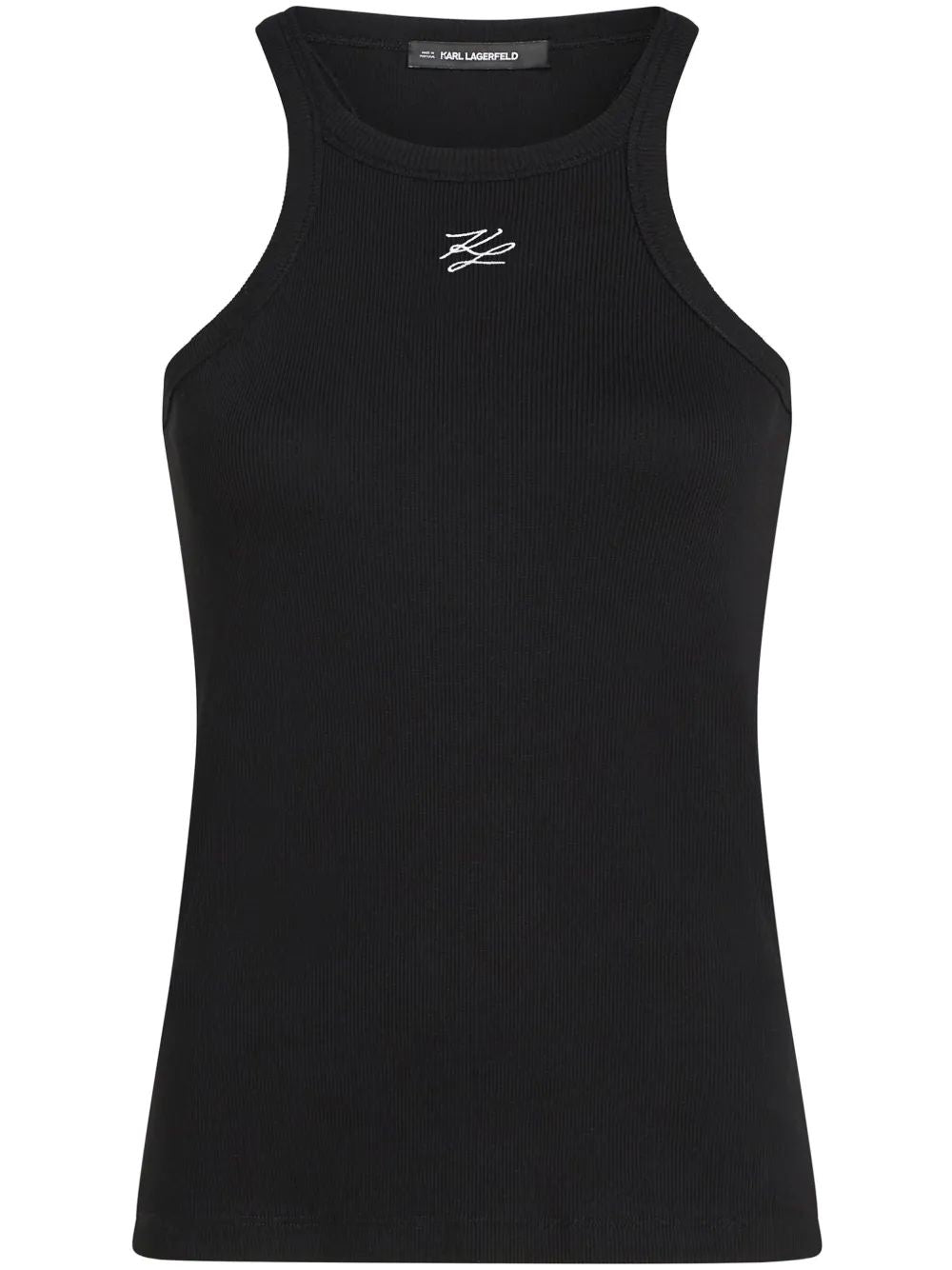 Karl Lagerfeld Black Autograph Top White Embroidered Logo