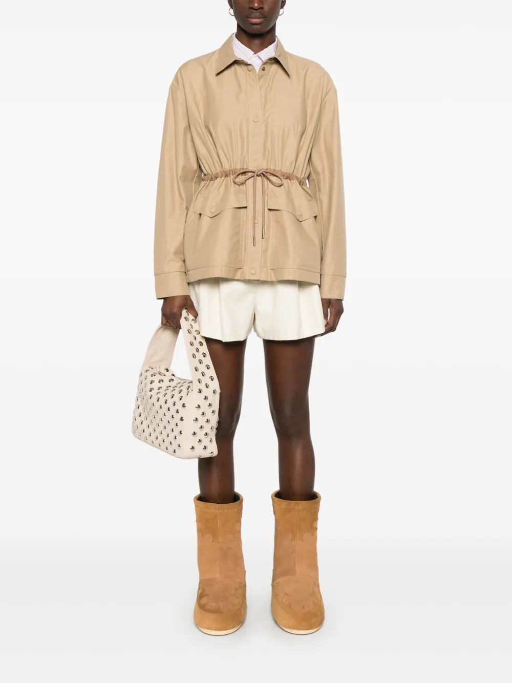 Moncler Natural Drawstring Waist Shorts