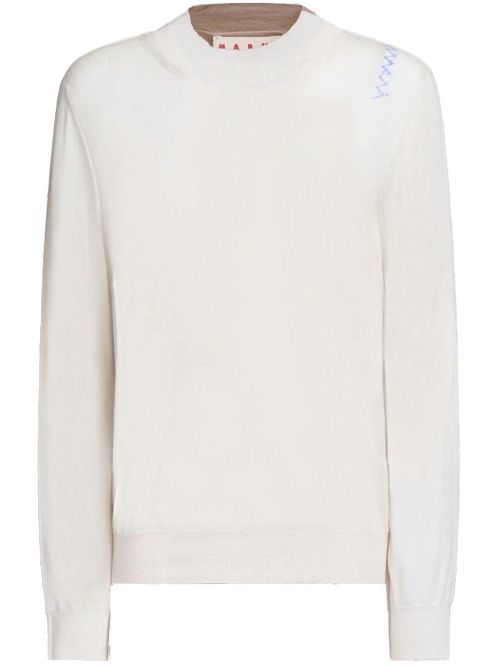 Marni Beige Sweater Camel Back Blue Logo