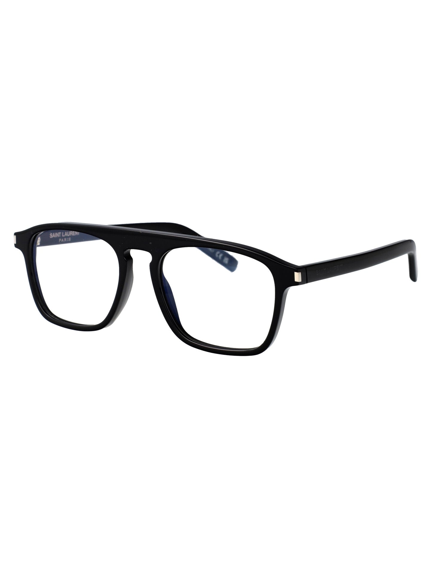 Saint Laurent Black-Black-Transparent Acetate Glasses