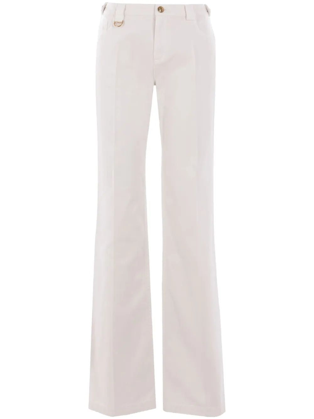 Chloé 5B White Pants With Gold Logo Buttons