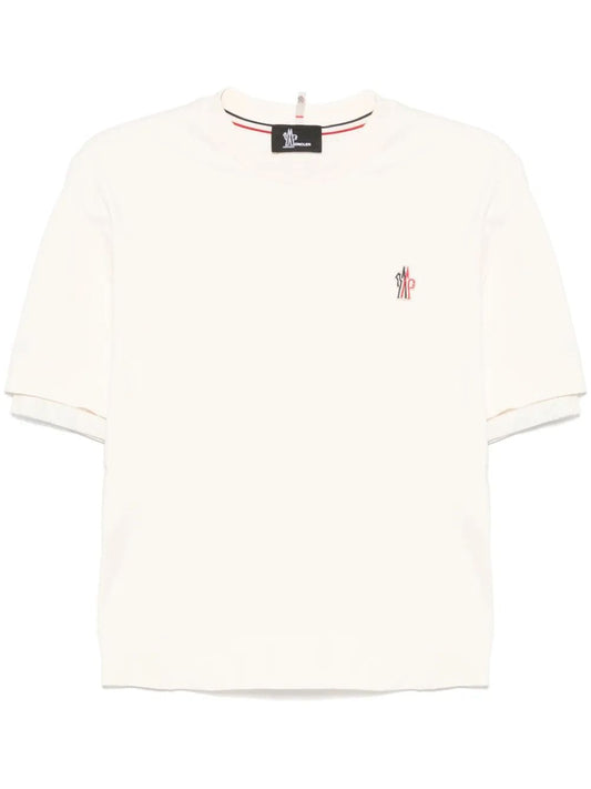 Moncler Grenoble Mc Natural T-Shirt Embroidered Logo
