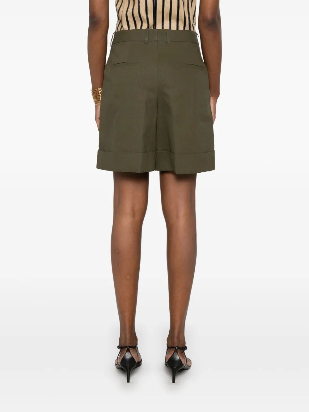 Jil Sander Military Green Linen Shorts