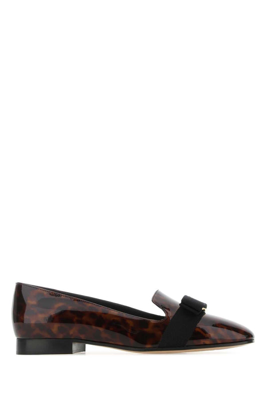 Ferragamo Printed Leather Laufer Ballerinas