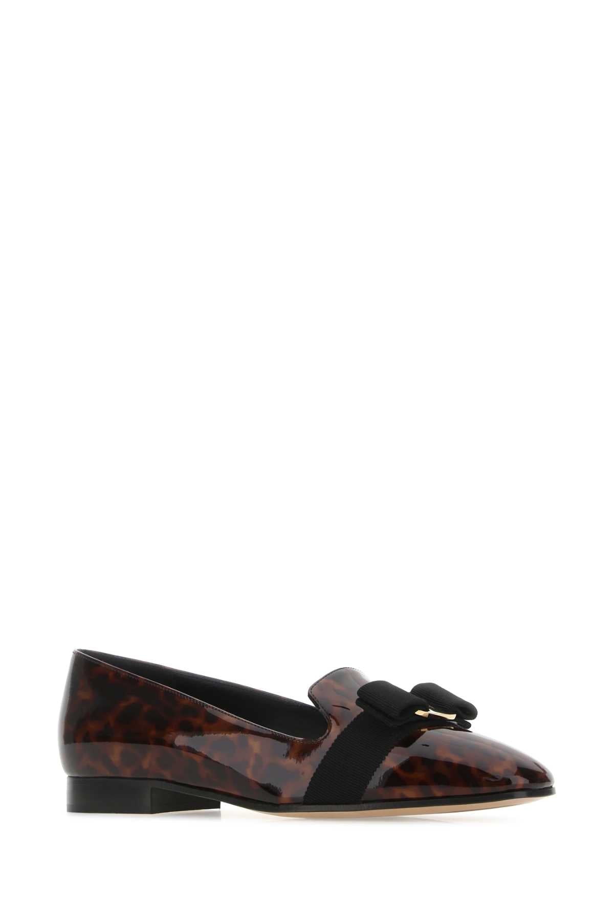 Ferragamo Printed Leather Laufer Ballerinas