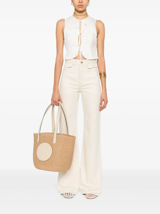 Chloé Natural Jean Pants With Leather Label